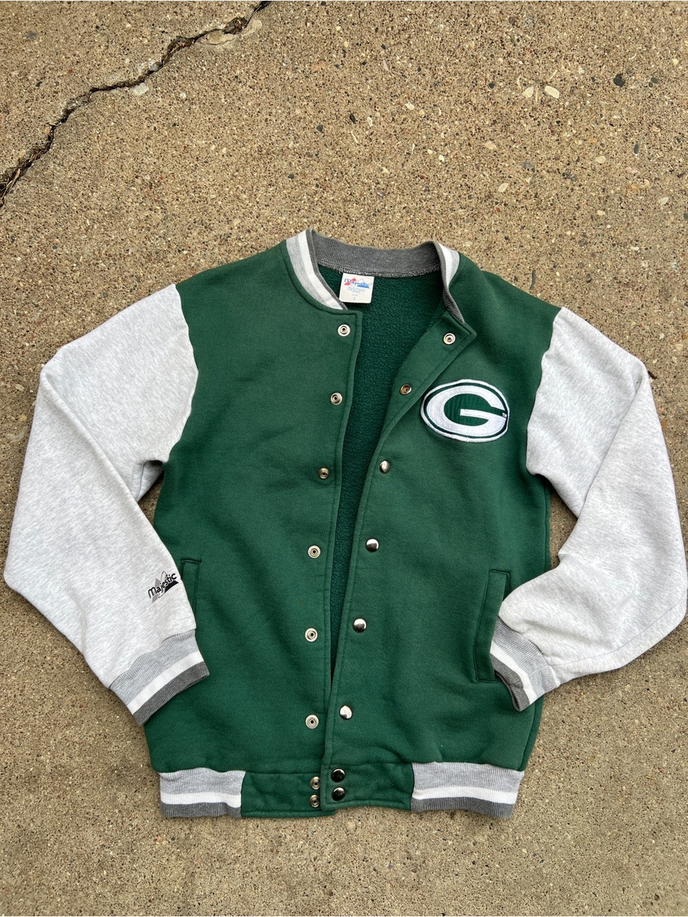 Vintage Green Bay Packers Majestic Varsity Letterman Snap Button Jacket adult sm